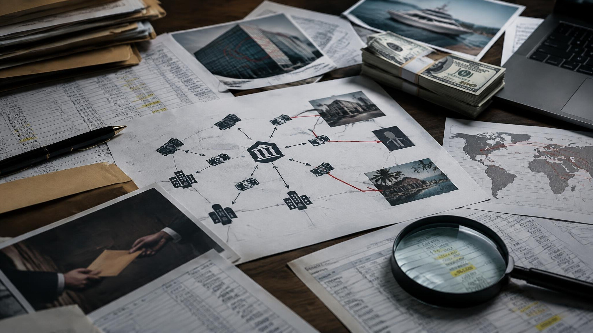 financial documents spread out